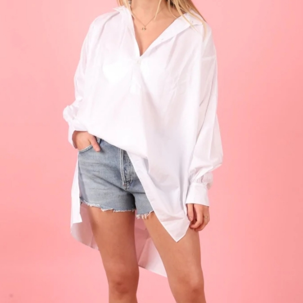 White Button Down Shirt, Oversized Style by French Brand Gallego Desportes